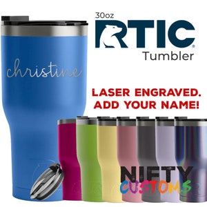 30oz RTIC Tumbler - Personalized - Insulated Stainless Steel Cup - Laser Engraved - Custom Bridesmaid and Groomsman Gift