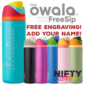 Owala FreeSip 40oz Bottle - FREE Laser Engraving - Stainless Steel Powder  Coated Free Sip Straw Water Bottle with Flip Top Leak Proof Lid