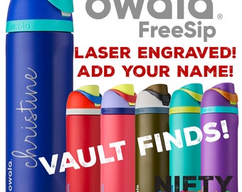 Personalized Water Bottle - Owala FreeSip Retired Vault - Laser Engraved - Flip Top Leak Proof Lid - Sip or Swig - Premium Color Drop