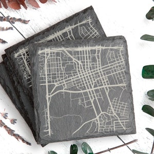 Custom Street Map Coasters - Natural Slate - Personalized Wedding or Housewarming Gift