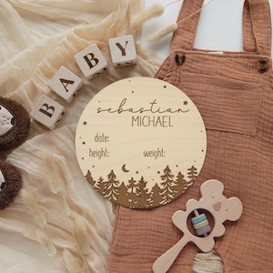 Tarjetas de hitos del bebé - Bosque - Accesorio fotográfico mensual natural para el crecimiento - Regalo para baby shower