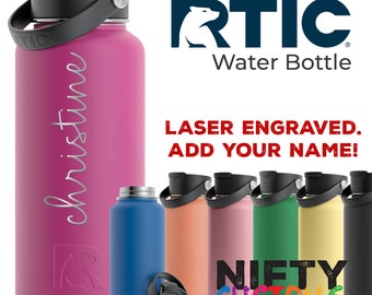 Custom Engraved 32oz RTIC Water Bottle - Insulated Stainless Steel Personalized Tumbler - Bridesmaids Groomsmen Sports Kids Gift