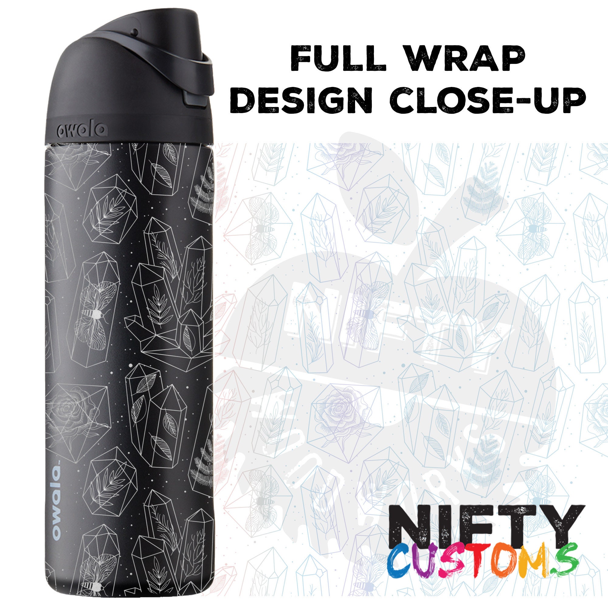 Bloom Where Planted FULL WRAP Owala Freesip Personalized Water Bottle Laser  Engraved Floral Flowers Name Custom 