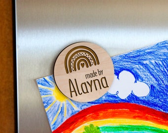 Kids Art Magnet - Boho Rainbow - Customized "Look What I Made" Magnet for Fridge and Refrigerator