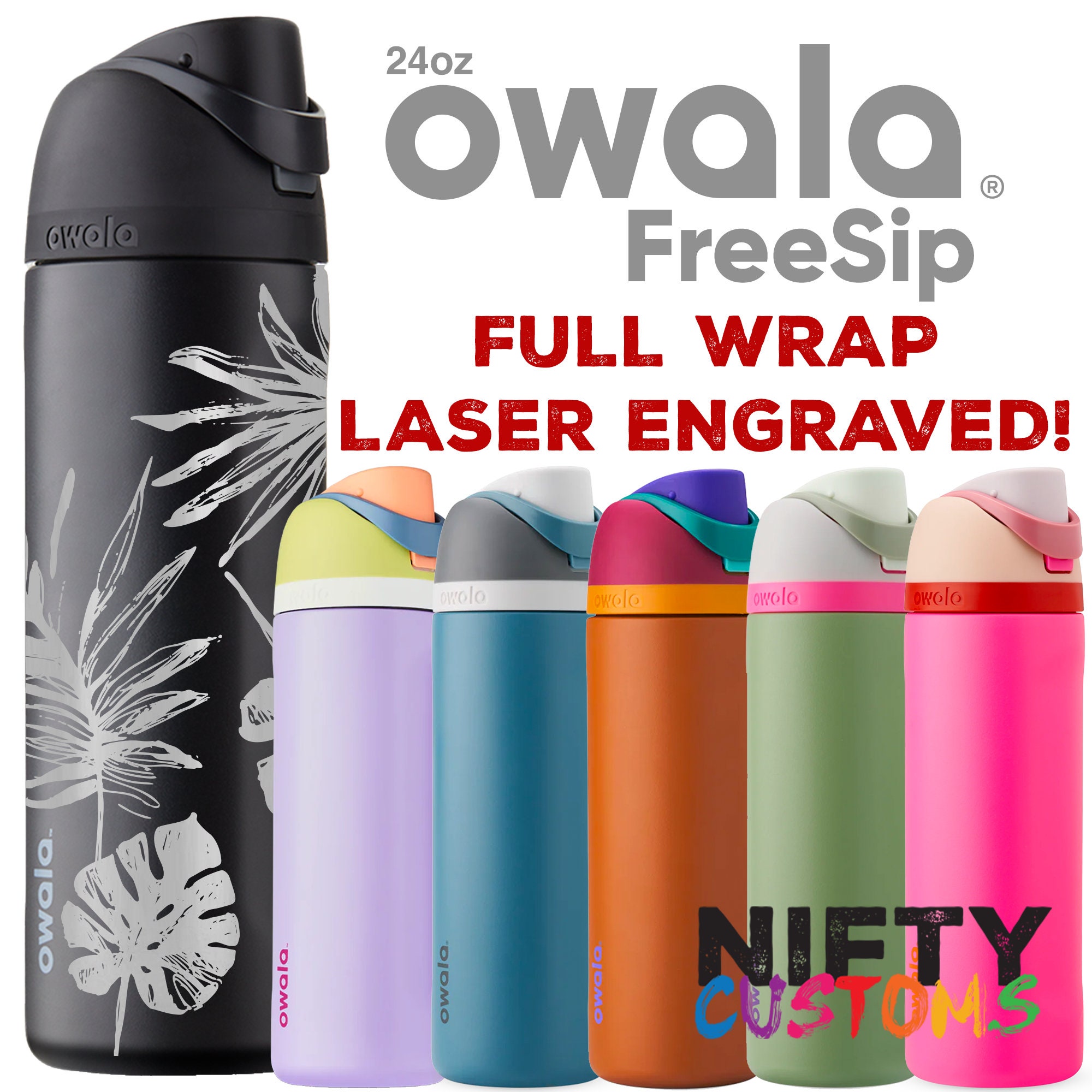 Owala Kids 14oz Stainless Steel Flip Bottle FREE Laser Engraving
