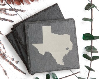 State Heart Slate Coasters - All States - Beautiful Housewarming Gift - I Miss Home Gift