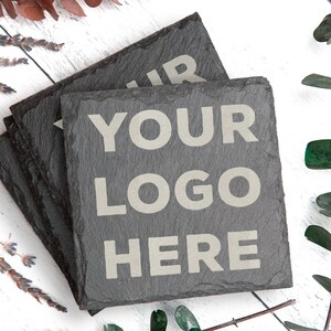 Custom Logo Coasters - Natural Slate - Personalized - Share your Brand!