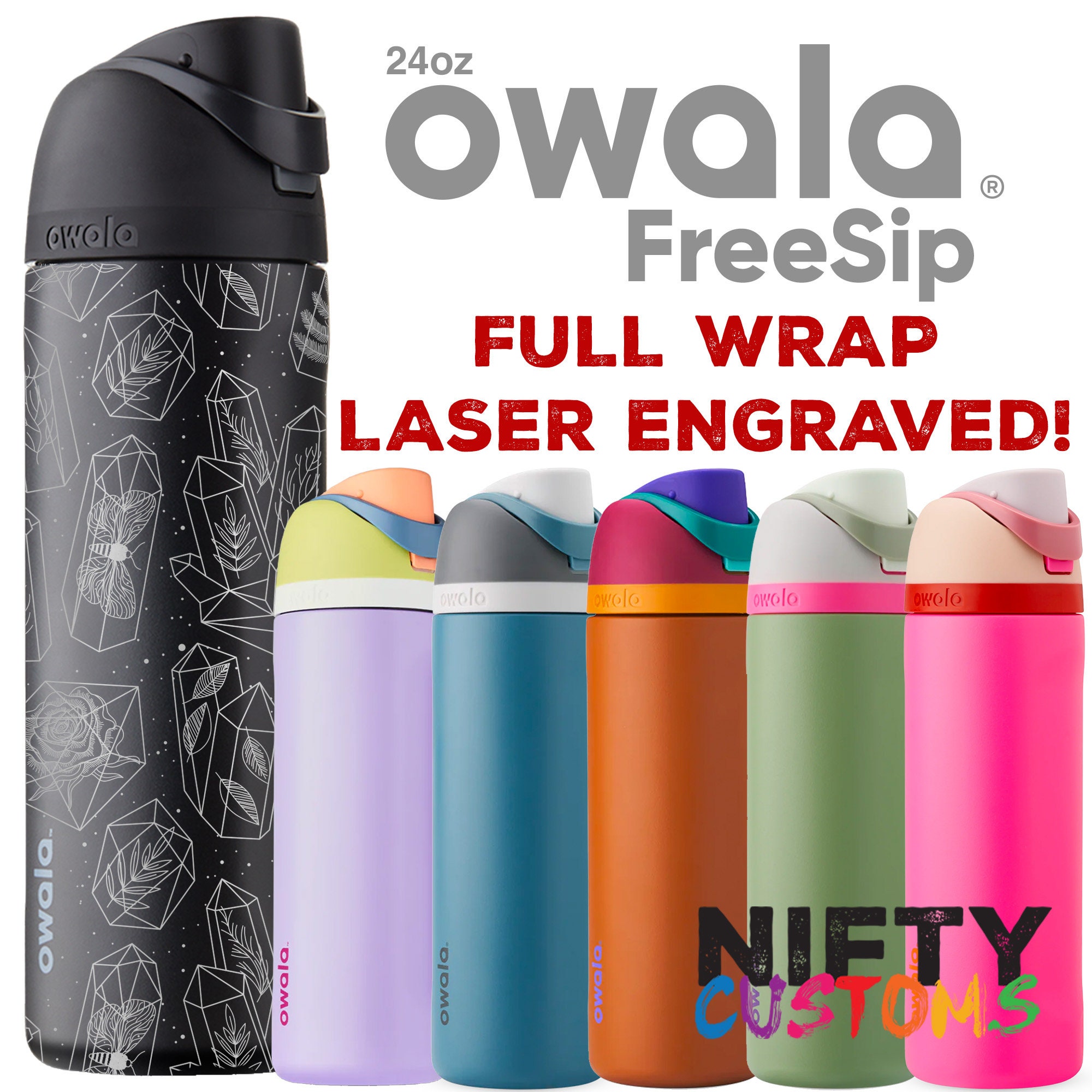 Fate FULL WRAP Owala Freesip Personalized Water Bottle Insulated Stainless  Steel Laser Engraved Leak Proof Lid Sip or Swig 