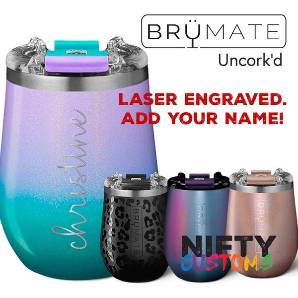 Personalized Brumate Wine Tumbler - Brümate Uncork'd - Insulated Stainless Steel - FREE Laser Engraving - Leak Proof Lid