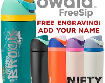 Personalisierte Kinderwasserflasche - Owala 16 Unzen FreeSip - Edelstahlisolierung - KOSTENLOSE Lasergravur - Auslaufsicherer Klappdeckel