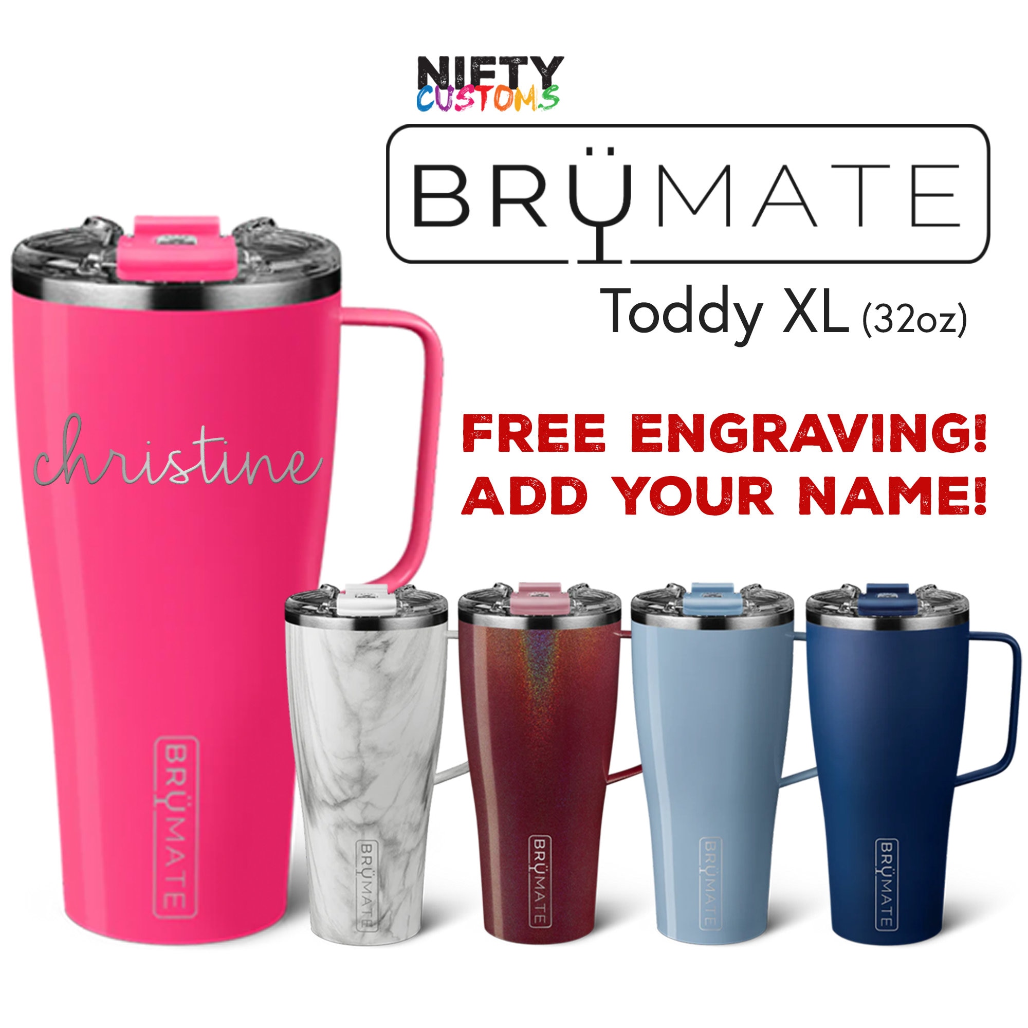 Personalized Brumate Toddy XL Brümate Coffee Cup 32oz Mug Insulated  Stainless Steel FREE Laser Engraving 