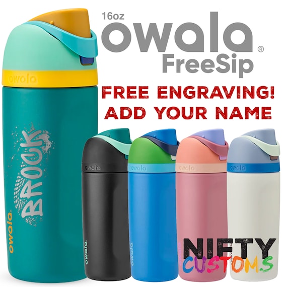 Personalized Owala Kids Freesip 16 Oz Water Bottle W/built in