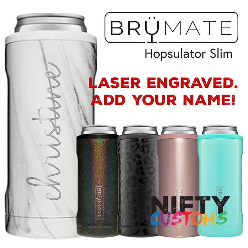 Personalized Brumate Hopsulator Slim Brümate Can Cooler 12oz Insulated Stainless Steel FREE Laser Engraving image 1