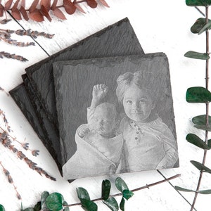 Custom Photo Coasters - Natural Slate - Personalized Wedding or Housewarming Gift