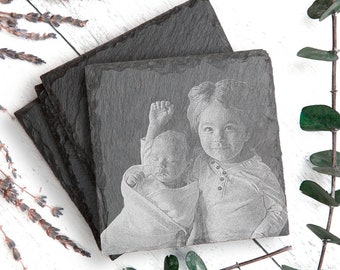 Custom Photo Coasters - Natural Slate - Personalized Wedding or Housewarming Gift