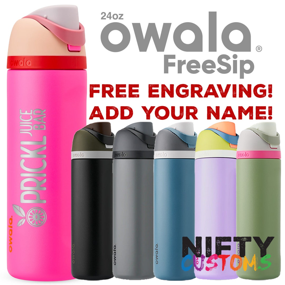 Personalized Water Bottle Owala Freesip 24oz Insulated Stainless Steel