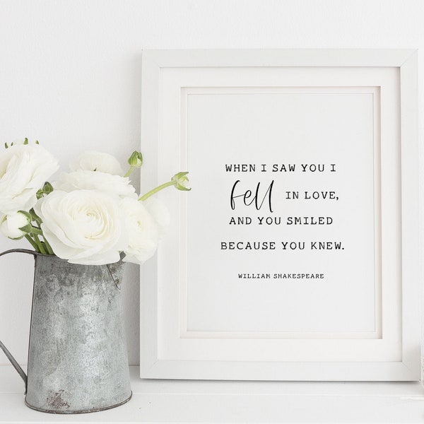 Love At First Sight, When I Saw You, Gift For Her, Love Quote Print, Valentines Gift, Printable Gift, Printable Home Decor, Instant Download