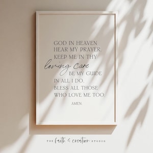 God In Heaven, Hear My Prayer, Baptism Gift, Prayer Sign, Baby Gift, Instant Download, Nursery Decor, Christian Nursery, Scripture Art
