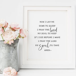 Now I Lay Me Down to Sleep Prayer Printable Christian Etsy