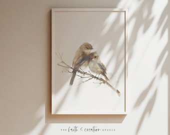Watercolor Bird Print, Minimalist Bird Print, Digital Print, Watercolor Print, Beige Nursery, Nursery Prints, Bird Home Decor, Wall Art