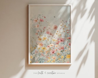 Wildflower Field Print: Elegant Floral Wall Art (Digital Download)