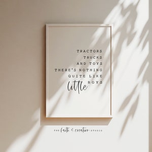 Boy nursery wall art, Boys room print, Boy Nursery, Minimalist Nursery, Tractors trucks and toys, Toddler Room Art, Boy Nursery Print