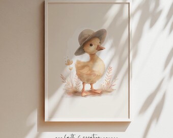 Impression d'oie avec chapeau : décoration de chambre d'enfant fantaisiste (téléchargement numérique)