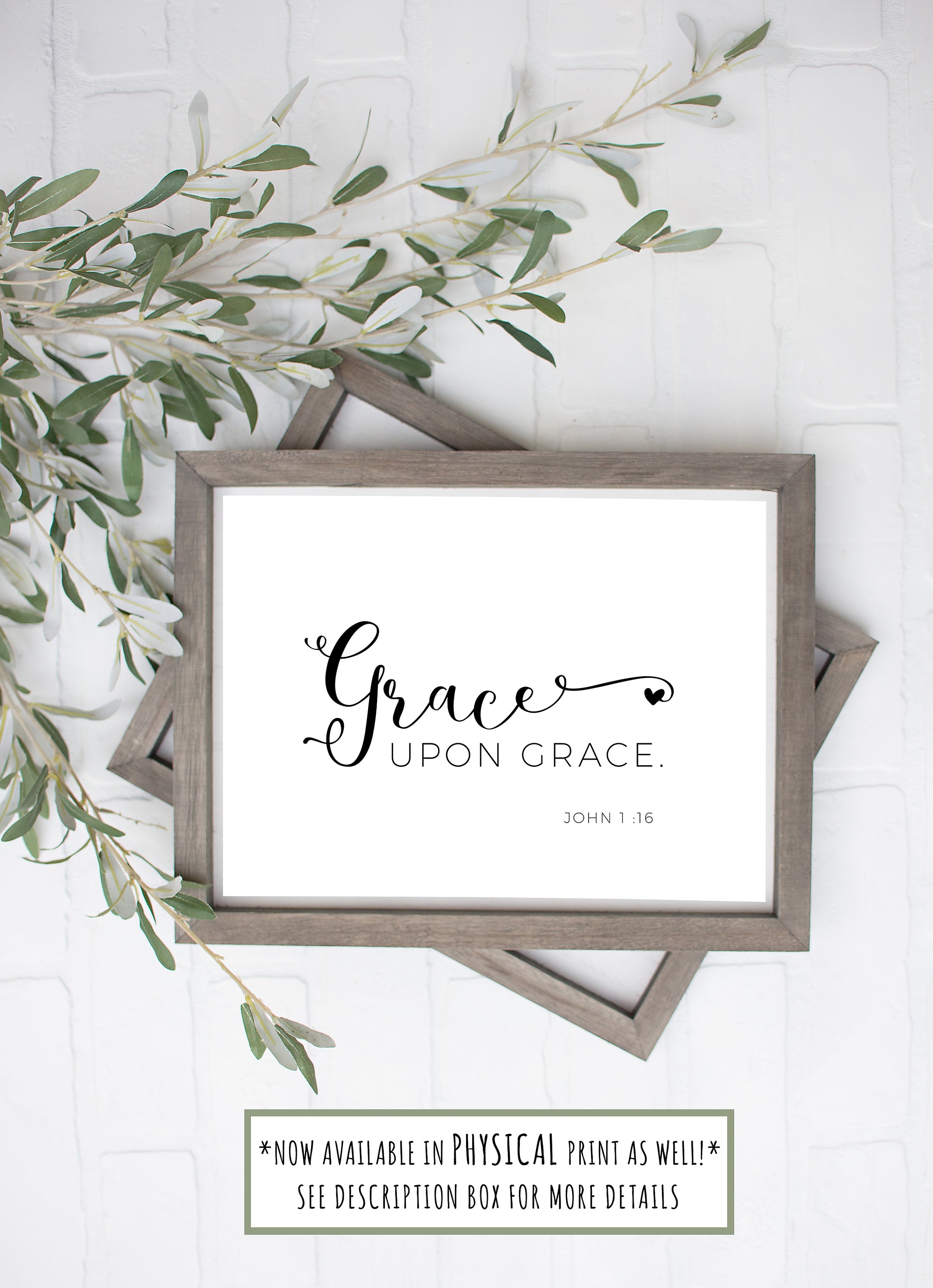 Grace Upon Grace John 1 16 Scripture Print Bible Verse Grace Etsy