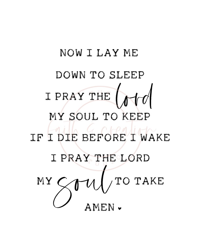 Now I Lay Me Down to Sleep Prayer Printable Christian Etsy