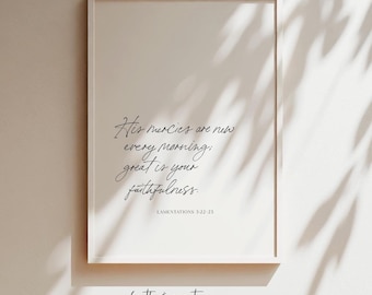 His Mercies Are New, Every Morning, New Every Morning, Lamentations 3 23, Bible Verse Wall Art, Scripture Wall Art, His Mercies Are