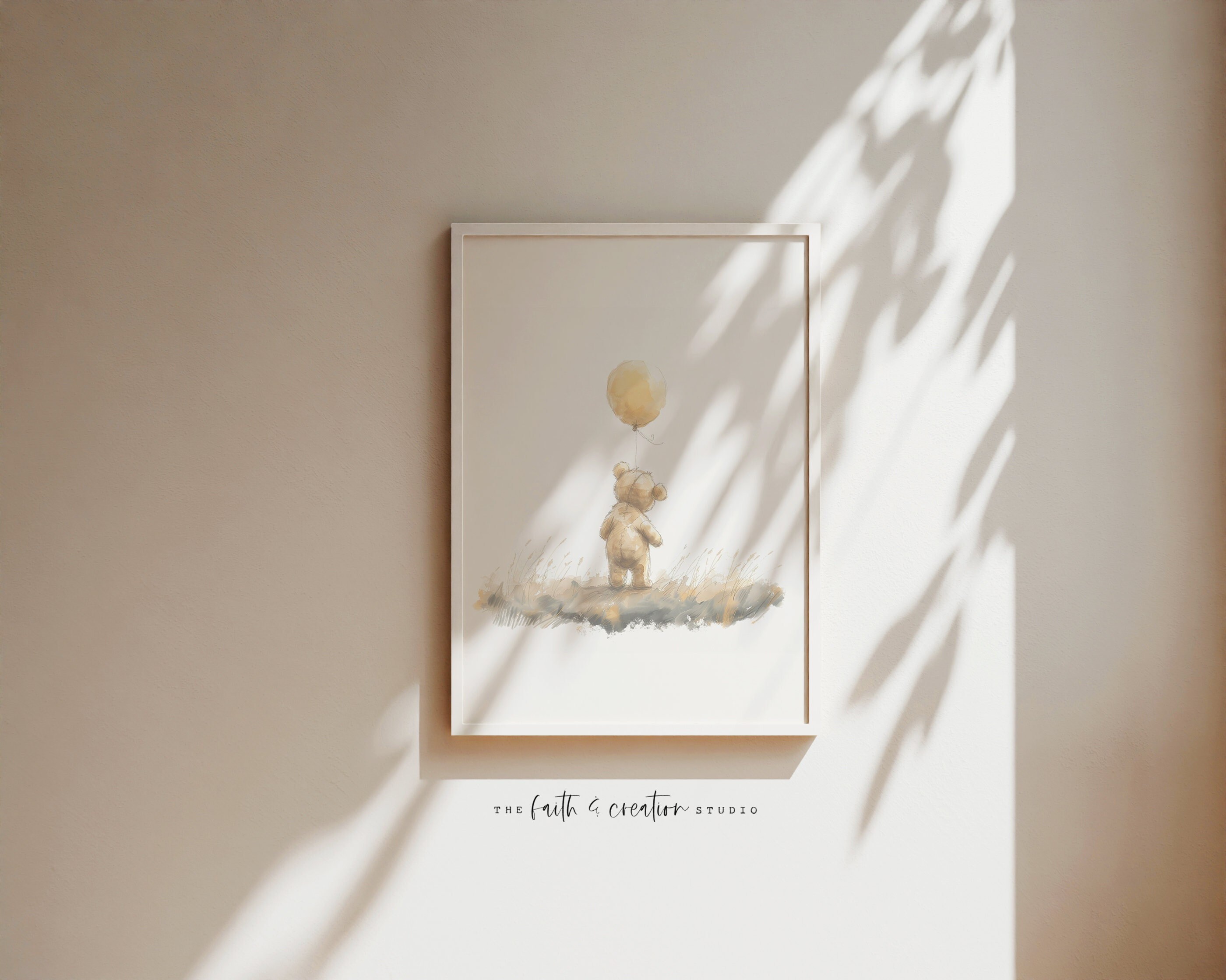 Winnie the Pooh de acuarela, Impresión digital, Decoración de habitación de niños, Arte de pared de Pooh, Guardería de Pooh, Guardería de niños, Decoración minimalista, Winnie Pooh clásico