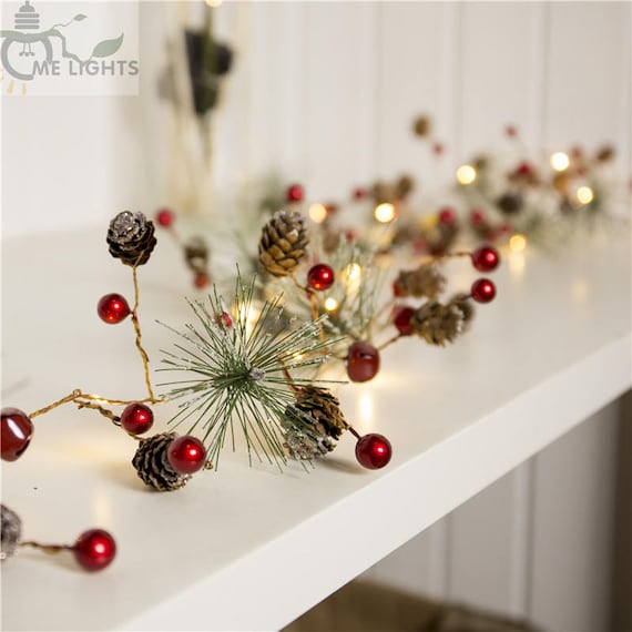 Red Berry Christmas Garland Lights LED Copper Fairy Lights Etsy image 0 - Red Berry Christmas Garland Lights LED Copper Fairy Lights Etsy