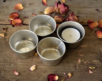 Old baking cups, muffin cups, sheet baking pan, tealight holder decoration, country kitchen, shabby vintage, rustic food blog prop, patina