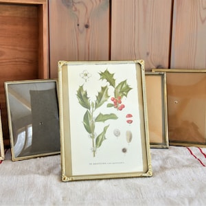 Antique picture frame, 17 x 22 cm, Rammefabriken Jyden, convex glass, brass frame, frame Denmark, Danish Design, art deco, Scandinavian