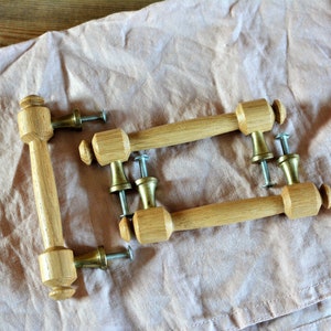 Vintage furniture handles wood brass, door handles, fittings drawer, chest of drawers, furniture knob, furniture restoration, brocante, rustic, patina