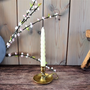 Antique brass candlestick, chamber candlestick, rustic candlestick solid brass, rustic candle holder, brocante, shabby country house