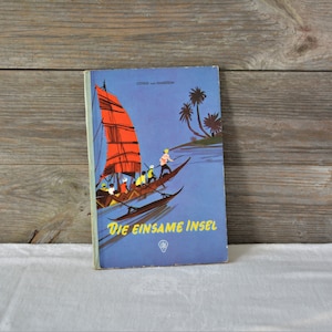 Antique children&#39;s book &#39;The Lonely Island&#39;, adventure stories, vintage children&#39;s adventure books, exotic stories, fantasy, 1950s