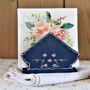 Porta tovaglioli in legno fatto a mano, portatovaglioli verniciato svedese, cucina di campagna shabby, decorazione primaverile, folklore