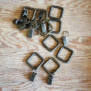 10 PCS, antique curtain rings, curtain clips metal, curtain rings metal clips, vintage drapery clips, hardware, rustic window decoration
