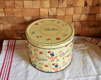 Antique Swedish SVEA tin can, large old tin can industry, cookie tin, storage, collector's item, ancient tin, brocante, vintage