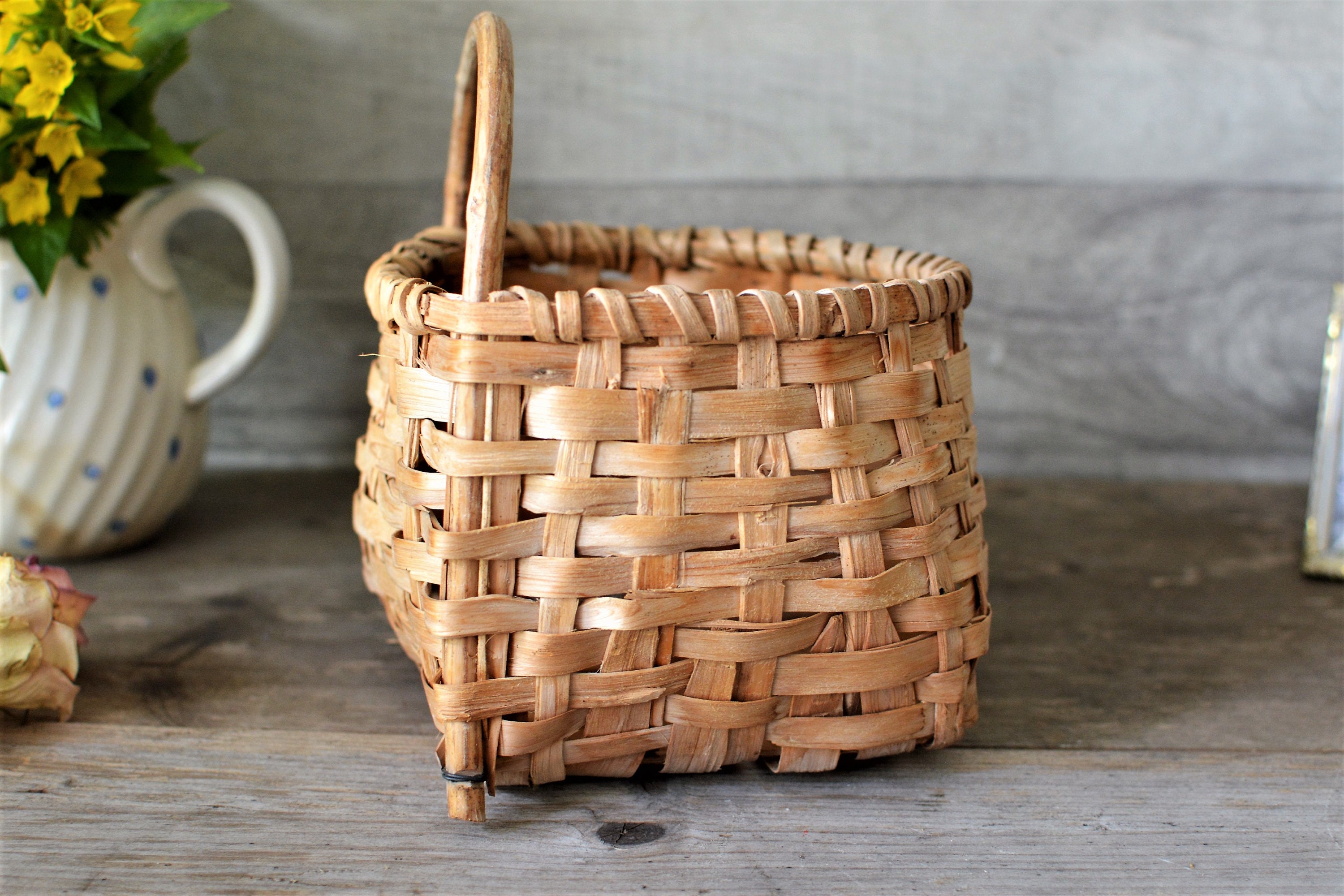 Cesta de pared de soporte de planta vintage cesta trenzada | Etsy