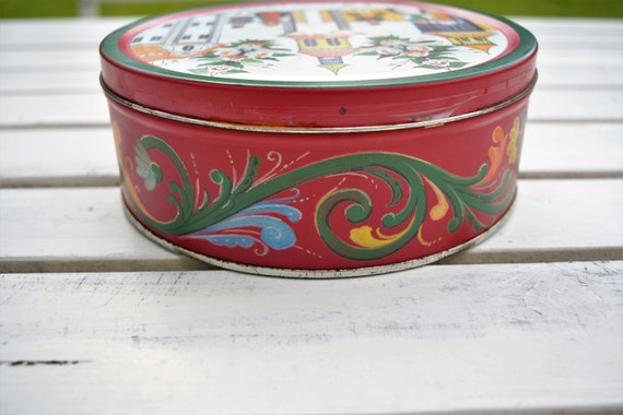 Swedish Tin Box Vintage Red Cookie Box 'annas 