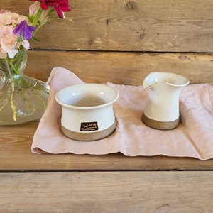 Ceramic milk jug + sugar bowl, hand-made ceramics from Sweden, Scandi style simple ceramic sugar + cream gift set