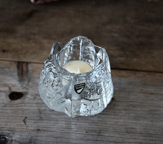 Orrefors Glass Tea Light Holder Candle Holder Scandinavian