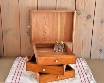 Antique wooden box, old drawer, wooden tray, A4 paper tray, desk tray, letter tray, storage basket, country house style, country house decoration