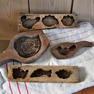 RARE! antique butter molds, antique butter molds from grandma&#39;s country kitchen, farmhouse, rustic country style, plastic-free sand molds
