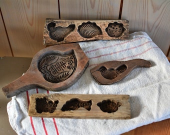 RARE! antique butter molds, antique butter molds from grandma&#39;s country kitchen, farmhouse, rustic country style, plastic-free sand molds