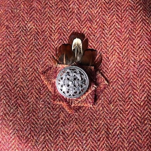 Tweed Beret Tam 0' Shanter, Celtic hat, burnt orange tweed beret, Highlander Tam, Men's Scottish Bonnet, Scottish Balmoral, Celtic brooch. image 4