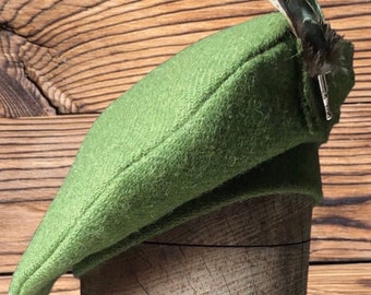 Béret Harris Tweed®/Tam 0' Shanter, chapeau celtique, bonnet vert Highland en tweed Harris, béret en tweed Harris. Balmoral.