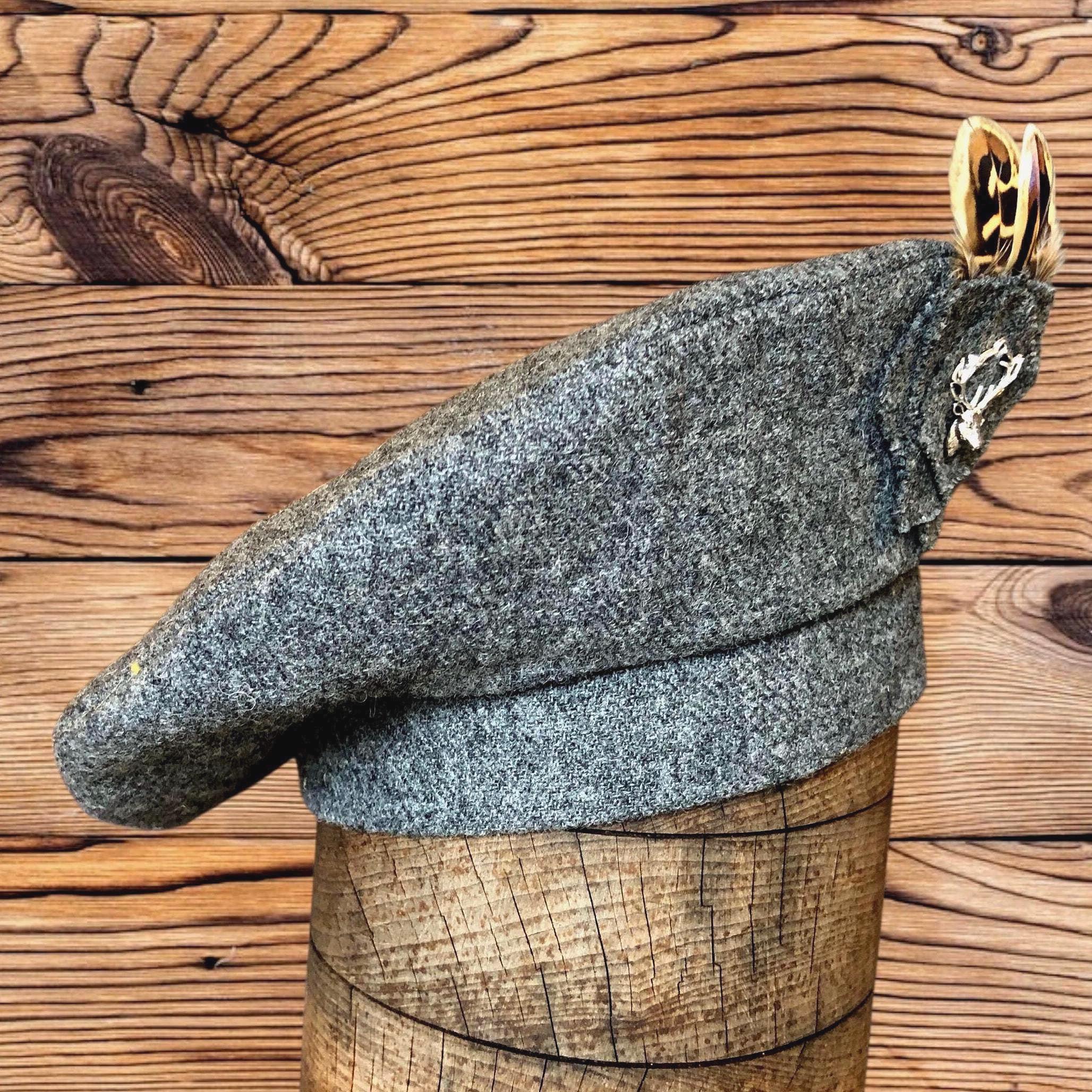 Bonnet écossais Highlander Tam – Gris – Laine – Tailles S à XL – Neuf